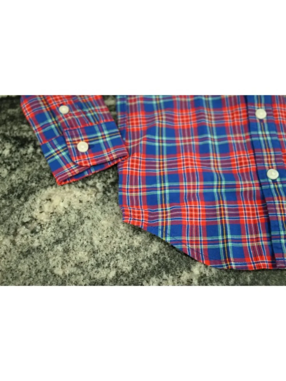 Janie and Jack Toddler Boys Plaid Button Front Shirt Blue Red 18-24 Months